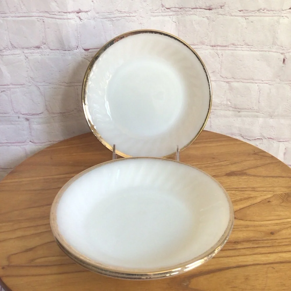 Vintage Fire King Milk Glass Swirl Coupe Bowls - Set of 3